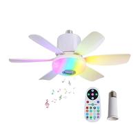 Swoolfe Ceiling Fans with Lights and Remote,32W RGB Ceiling Fans with Lights, LED Ceiling Lights for Bedroom, 47CM Infinite Dimming Fan Light,Equipped with Bluetooth Speaker (White)