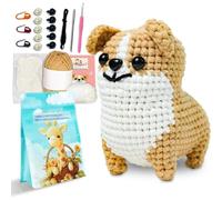 Swoolfe Crochet Kit for Beginners, Knitting Kit Step-by-Step Video Tutorials, Crochet Animal Kit, Crochet Kits for Beginners Adults Kids Women Men Beginners Crochet Kit (Corgi)