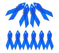 SWOOMEY 100pcs Blue Polyester Ribbon with Safety Pins for Anti-violence Events and DIY Craft Projects, Unique Design with Quick Attachment and Removal, Thick Satin Material for School