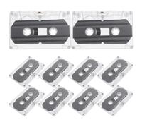 SWOOMEY 10pcs Minute Blank Cassette Tape for Recording, Reusable Vintage Style Plastic Audio Tape with Hard Case, Extended Recording Capacity for Teaching and Meetings