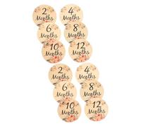 SWOOMEY 12pcs Wooden Monthly Cards Double-Sided Discs for Parents Flower Design for Photo Props and Growth Tracking