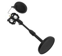 SWOOMEY 1Pc Adjustable Microphone Stand with Non Slip Base Height Adjustable Mic Clip for Various Microphones Noise Reduction Design for Stable Sound Recording Black