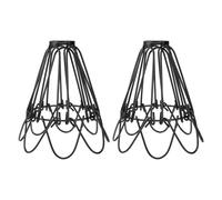 SWOOMEY 2 Pcs Rustic Black Iron Wire Lampshades with Deformed Flower Petals Shape, Industrial Vintage Style Chandelier Lampshade, Light Cage Guard to Gather Light and Protect Bulb for Home