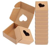 SWOOMEY 20pcs Kraft Paper Soap Boxes Packaging with Hollow Heart Window, Easy to Fold and Space Saving, Vintage Style Squared Boxes for Christmas and Parties