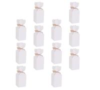 SWOOMEY 20pcs White Cardboard Candy Boxes with Ribbon for Packaging Food Products and Cupcake, Portable Paper Packing Boxes for Wedding Favour and Party Treats