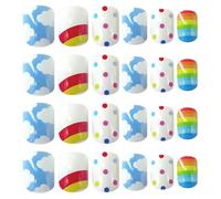 SWOOMEY 24pcs Cartoon False Nail Stickers for Full Cover Decorative Plastic Press on Nails for Party Holiday Events Unique Fashion Art