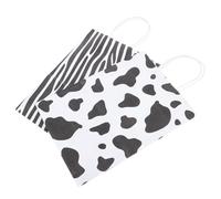 SWOOMEY 24pcs Multi-purpose Foldable Paper Bags with Zebra Cow Pattern, White Colour, for Party Favour and Snacks Storage, Sturdy Wrapping Bags for Kitchen and Food Packing