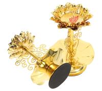 SWOOMEY 2pcs Alloy Lotus Shape Candle Holders Decorative Buddhist Style Lamp Base Holders with Golden Finish, Delicate Design for Home Decor and Aromatherapy