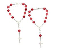 SWOOMEY 2pcs Car Interior Rosary Pendant Rearview Mirror Charm Cross Beads Spiritual Catholic Hanging Accessories for Assorted style