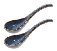 SWOOMEY 2pcs Ceramic Soup Spoons Set Comfortable and Sturdy Kitchen Ladle Spoons for Home Kitchen and Restaurant Use