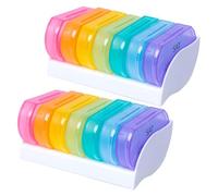 SWOOMEY 2pcs Days Travel Pill Box Portable Weekly Medicine Organizer with 7 Compartments and Removable Tray Small Pp Pill Case Easy to Carry for Daily Dose Planning