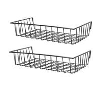 SWOOMEY 2pcs Iron Storage Basket Grid Wall Rack Rust Resistant No Water Accumulation Wire Straight Shelf for Small Room and Bathroom Organization