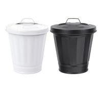 SWOOMEY 2pcs Mini Desktop Trash Can with Press Top Lid, Lightweight Galvanized Iron Table Bin with Rounded Edges, Compact Wastebasket for Dormitory Or under The Sink Use