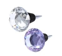 SWOOMEY 2pcs Mini Wine Stopper Set Made of Crystal, Alloy and Silica Gel Strong Durability and Convenient Cleaning, for Cocktail and Wine Bottles Simple Structure and Random Color