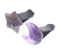 SWOOMEY 2pcs Natural Amethyst Car Vent Clips Crystal Moon and Star Decoration Auto Interior Accessories for Women
