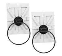 SWOOMEY 2pcs Rustic Hand Towel Holder Ring for Kitchen and Bathroom, Wall Mounted Iron Towel Rack with Sturdy Wood and Iron Construction, Elegant Farmhouse Style Prevents Scratches