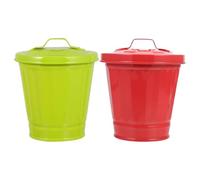 SWOOMEY 2pcs Small Metal Trash Can with Lid, Easy to Clean Iron Table Top Bin for Bathroom Vanity Counter-top and Office Desktop, Compact Garbage Bin for Bedroom Or Kitchen Use