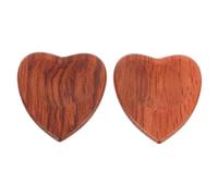 SWOOMEY 2pcs Solid Wood Guitar Picks Heart-shape for Folk Electric Guitar Natural Wooden Plectrums Portable for