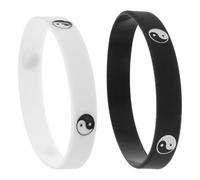 SWOOMEY 2pcs Tai Chi Silicone Wristbands with Yin Yang Beads for Bracelets, Comfortable Fit and Prevents Slipping, Unique Street Dance and Hip-hop Style Sports Wristband for Daily Life