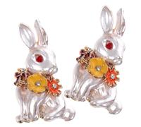 SWOOMEY 2pcs Vintage Rabbit Brooch Pins with Safe Locking Closures, Metal Decorative Bunny Brooches, Eye-catching Addition Fixed on Clothes or Bags, for Birthday