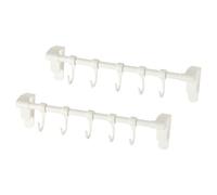 SWOOMEY 2pcs White Plastic Kitchen Cabinet Towel Rack Holder with 5 Hooks, Sturdy and Easy Installation the Door Bathroom and Kitchen Storage Organizer