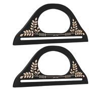 SWOOMEY 2pcs Wood Purse Handles D-Shaped Black Lightweight Wooden Bag Handles for Purse Making and Handbag Replacement for Travel Tote and Crochet Bag Easy Replacement for Shopping