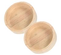 SWOOMEY 2pcs Wooden Hamster Food Bowls Oak Small Animal Feeding Dish with Unique Shape, Lightweight Design Prevents Food Scattering, for Hedgehog Cage Accessories