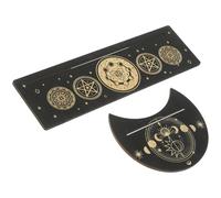 SWOOMEY 2pcs Wooden Tarot Card Holder Stand Rectangular Decorative Tarot Card Display Bracket Made of Wood with Moon Shape Design, Easy to Store, for Bedroom or DIY Use