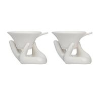 SWOOMEY 2sets Ceramic Kung Fu Tea Strainer Filters with Porcelain Guanyin Hand Support Holders Fine Ceramic Tea Filters for Loose Leaf Brewing Chinese