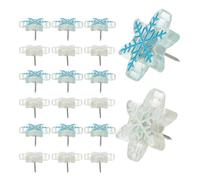 SWOOMEY 30pcs Snowflake Push Pins White and Blue Decorative Thumb Tacks for Christmas Wall Decor with Metal and Plastic Material, for Group Activities and Festive Bulletin Boards