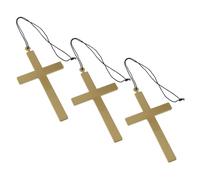 SWOOMEY 3pcs Catholic Cross Necklace for Men with Sturdy Plastic Construction and Elegant Clerical Design, Golden Religious Pendant Chain Suitable for Church Services and Religious