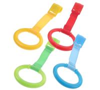 SWOOMEY 4pcs Baby Walking Assist Tools Crib Hanging Pull Rings Toddler Safety Stand Handles Infant Play Gym Nursery Cot Rings for Early Learning and Arm Strength Exercise