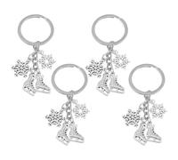 SWOOMEY 4pcs Ice Skating Ornament: Figure Skating Keychain - Mini Ice And Snowflake Keyring For Sports Enthusiasts Backpack Decoration Party Favor