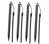 SWOOMEY 4pcs Resistive Touch Screen Stylus Pens with Metal Body and Spring Rope for Pos Systems and Tablets, Black Writing and Scan Reader Pen Set for Touchscreen Devices