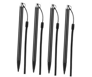 SWOOMEY 4pcs Resistive Touch Screen Stylus Pens with Metal Body and Spring Rope for Pos Systems and Tablets, Black Writing and Scan Reader Pen Set for Touchscreen Devices