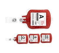 SWOOMEY 4Pcs Retractable Badge Reels Acrylic Glitter Clip with Alligator Attachment for Nurses and Hospital Staff Including Blood Type Id Holders