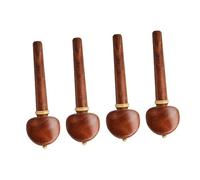 SWOOMEY 4pcs Solid Wood Cello Pegs Shafts Handle Set, Chocolate Brown Wooden Cello Accessories Tool for String Instrument Tuning and Replacement