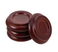 SWOOMEY 4pcs Upright Piano Caster Cups Non-slip Piano Foot Pads Solid Wood Construction Vibration Dampening Noise Reduction Brown Small