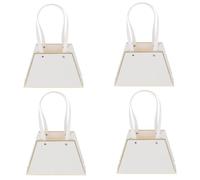 SWOOMEY 4pcs White Paper Bouquet Bags with Handles, Decorative Flower Wrapping Pouches for Packaging, Floral Presentation Carrier Bags Suitable for Valentine’s Day and Special Occasions
