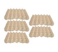 SWOOMEY 5pcs Paper Pulp Egg Cartons 30-count Egg Holder for Refrigerator with Stackable Design and Sturdy Not Easy to Break Beige Container Storage