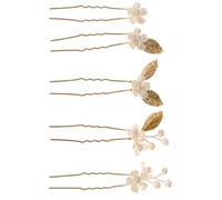 SWOOMEY 5pcs Vintage Golden Clover Flower Hairpins for Bride Wedding Use, Zinc Alloy Material, Elegant Bridal Hair Accessories Suitable for Christmas and Cosplay Photography Props