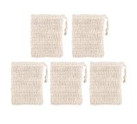 SWOOMEY 5pcs Yellow Soap Saver Pouch for Handmade Fruit Soap, Natural Ramie and Jute Material with Soft Comfortable Bubble Creation, for Shower and Bath Use