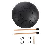 SWOOMEY 6-inch 8-tone Steel Tongue Drum Black Percussion Instrument Ethereal Handpan Drum for Meditation Music Therapy and Relaxation