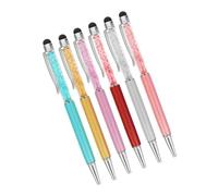 SWOOMEY 6pcs Crystal Diamond Capacitive Stylus Pen Ballpoint Pen for Touchscreen Devices Writing and Drawing Random Color
