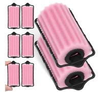 SWOOMEY 8pcs Pink Sponge Hair Rollers for Medium Hair, Self Holding Curlers with Plastic and Foam Material, Easily Creates Soft Curls and Waves, Comfortable Heatless Styling Tool for Home