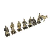 SWOOMEY 8pcs Retro Alloy Emperor Statue Decor Set, Lightweight Vintage Terracotta Warriors Figurines for Chinese Culture Table and Desktop Decoration