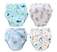 SWOOMEY Baby Training Pants Breathable and Comfortable 4pcs Washable Cotton Diapers Baby Learning Pants Random Color for Toddlers and Infants for Toilet Training