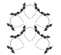 SWOOMEY Bat Headband Halloween 6pcs Glitter Bat Wing Hairband with Moon Detailing, Felt Material, Stable Fit Reducing Scalp Pressure for Women for Halloween Parties and Festivals