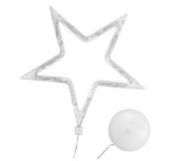SWOOMEY Battery Operated Five-Pointed Star Window Lights with 10 LED Beads, Acrylic and Copper Wire, White Colour, Suction Cup Included for Indoor Christmas Party Decoration
