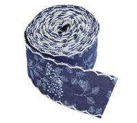 SWOOMEY Blue Lace Ribbon for Crafting with Unique Edging Design, Sturdy Denim Polyester Tape for Hair Bows and DIY Projects, Easy to Match and Fashionable Trimming